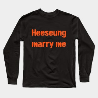 Enhypen Heeseung marry me text orange | Morcaworks Long Sleeve T-Shirt